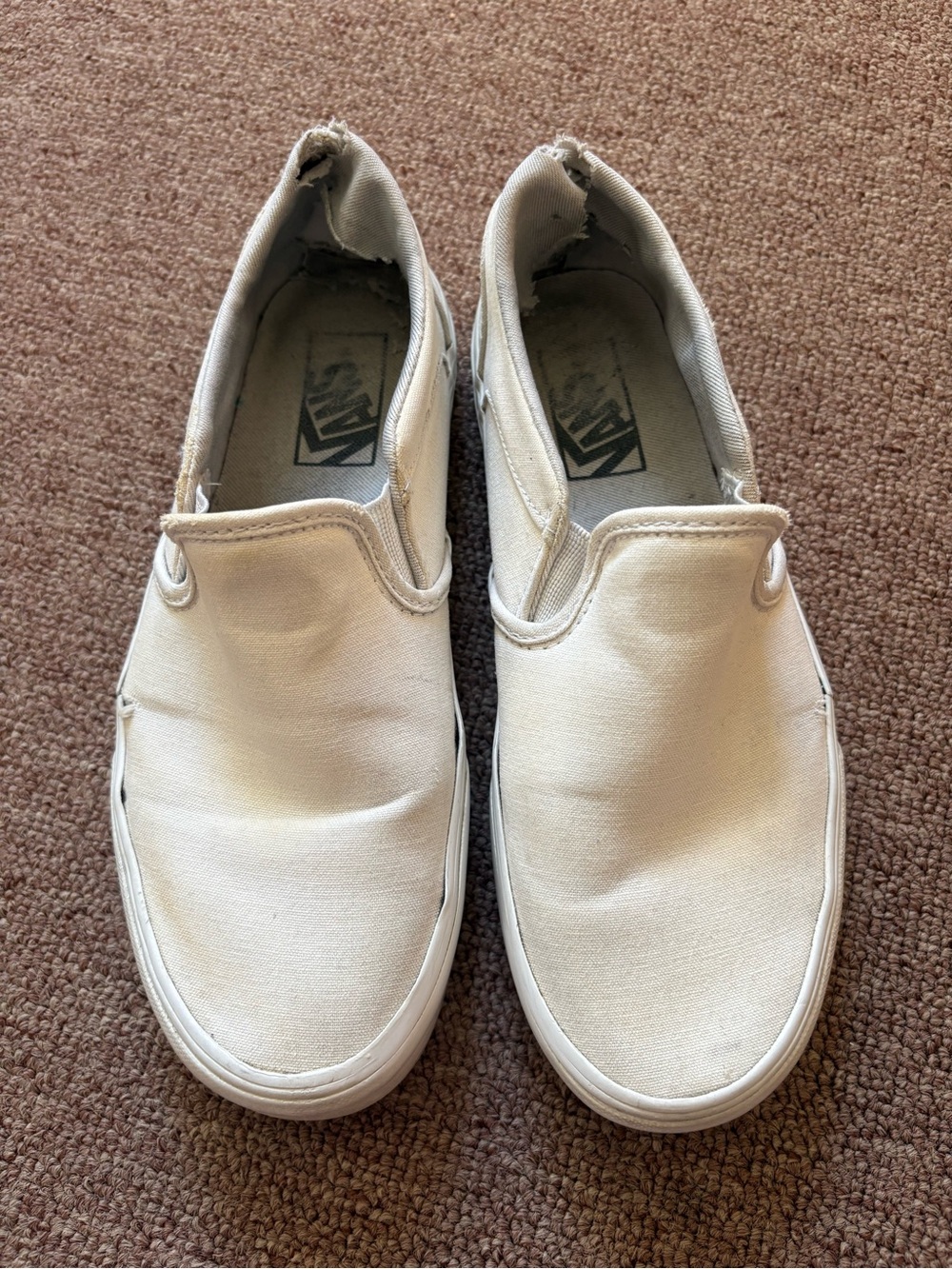 Vans White Asher Slip On Sneakers